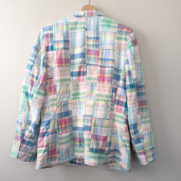 Vintage Ralph Lauren Madras Plaid Pastel Patchwork Blazer - Picture 7 of 13